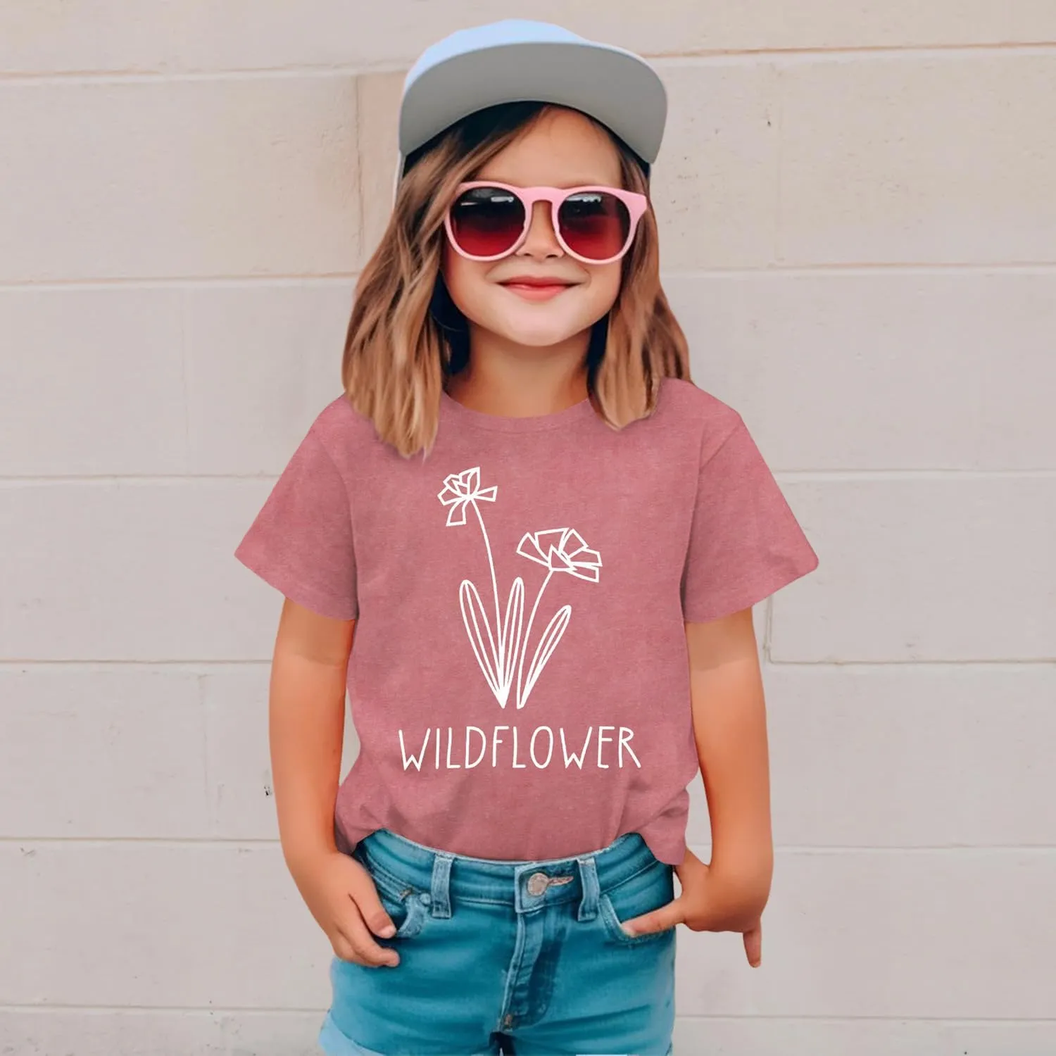 Raising A Wildflower Mommy and Me Shirts Cute Floral Graphic T-Shirt Mom and Daughter Outfits Summer Short Sleeve Tees
