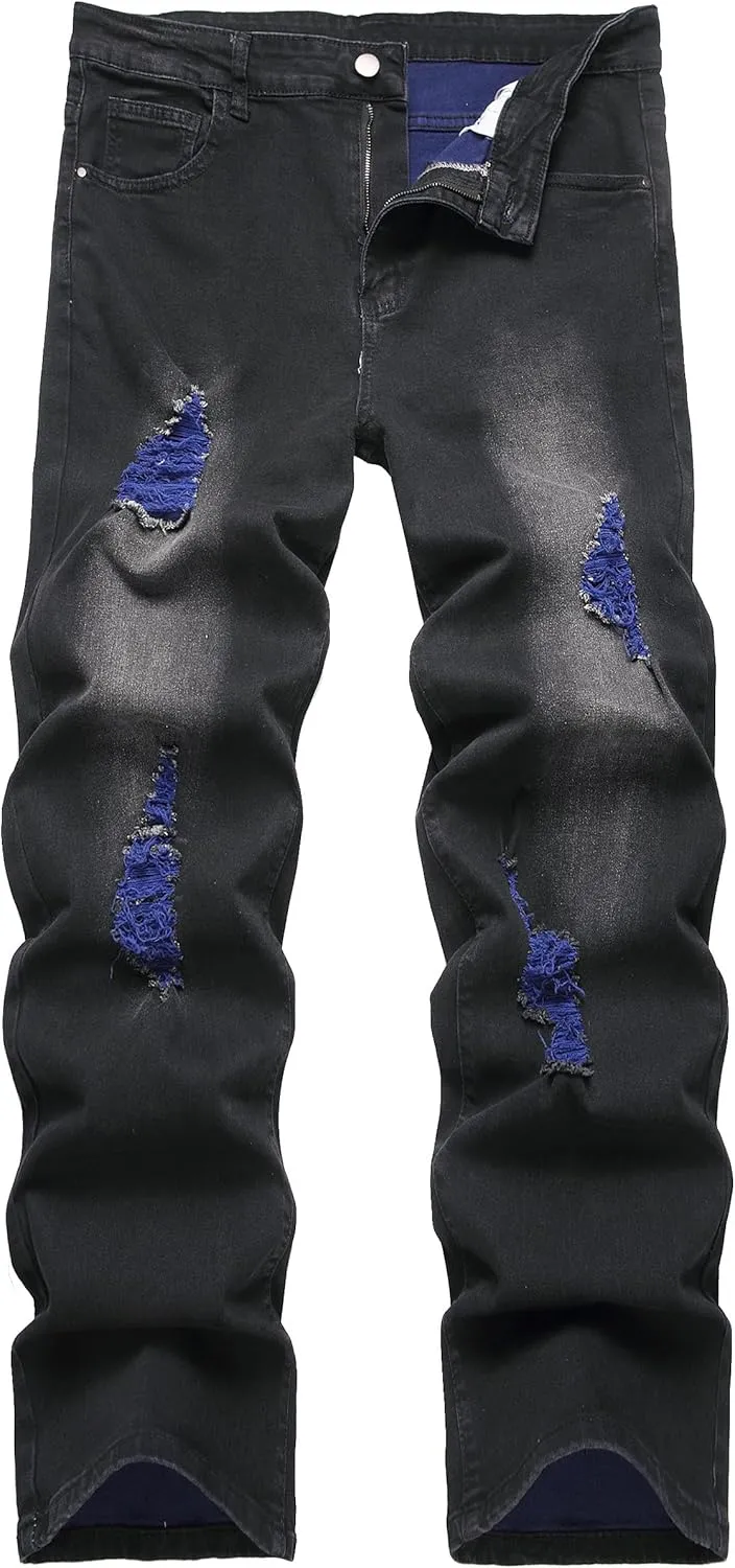 RANMCC Men's Baggy Jeans Loose Straight Fit Y2K Stretch Hip Hop Denim Casual Pants Jeans (Size 30-46)