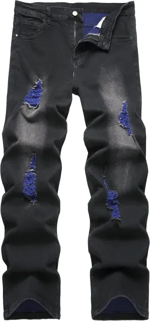 RANMCC Men's Baggy Jeans Loose Straight Fit Y2K Stretch Hip Hop Denim Casual Pants Jeans (Size 30-46)