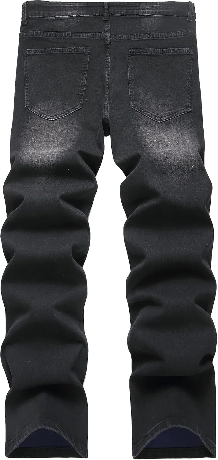 RANMCC Men's Baggy Jeans Loose Straight Fit Y2K Stretch Hip Hop Denim Casual Pants Jeans (Size 30-46)