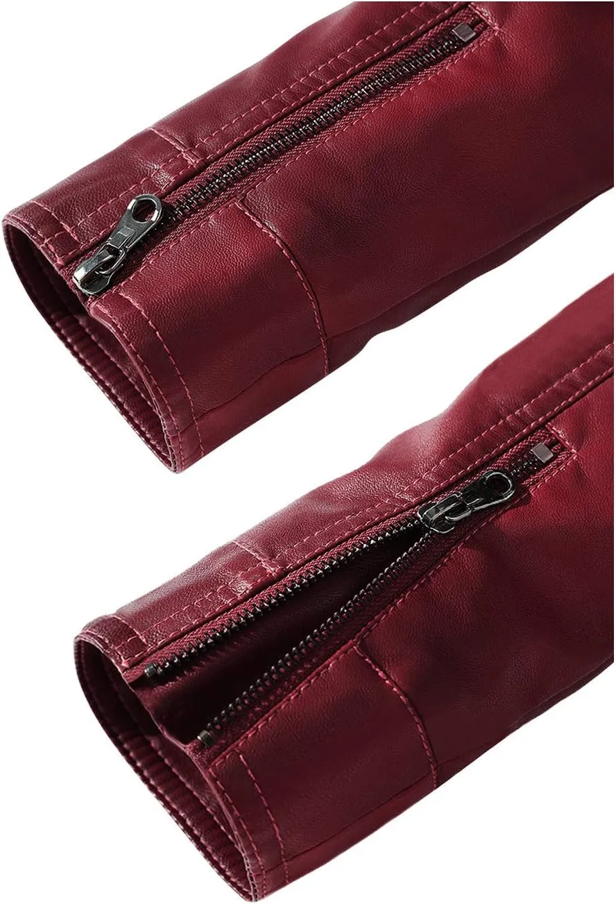 Red Leather Jacket Men Casual Camo