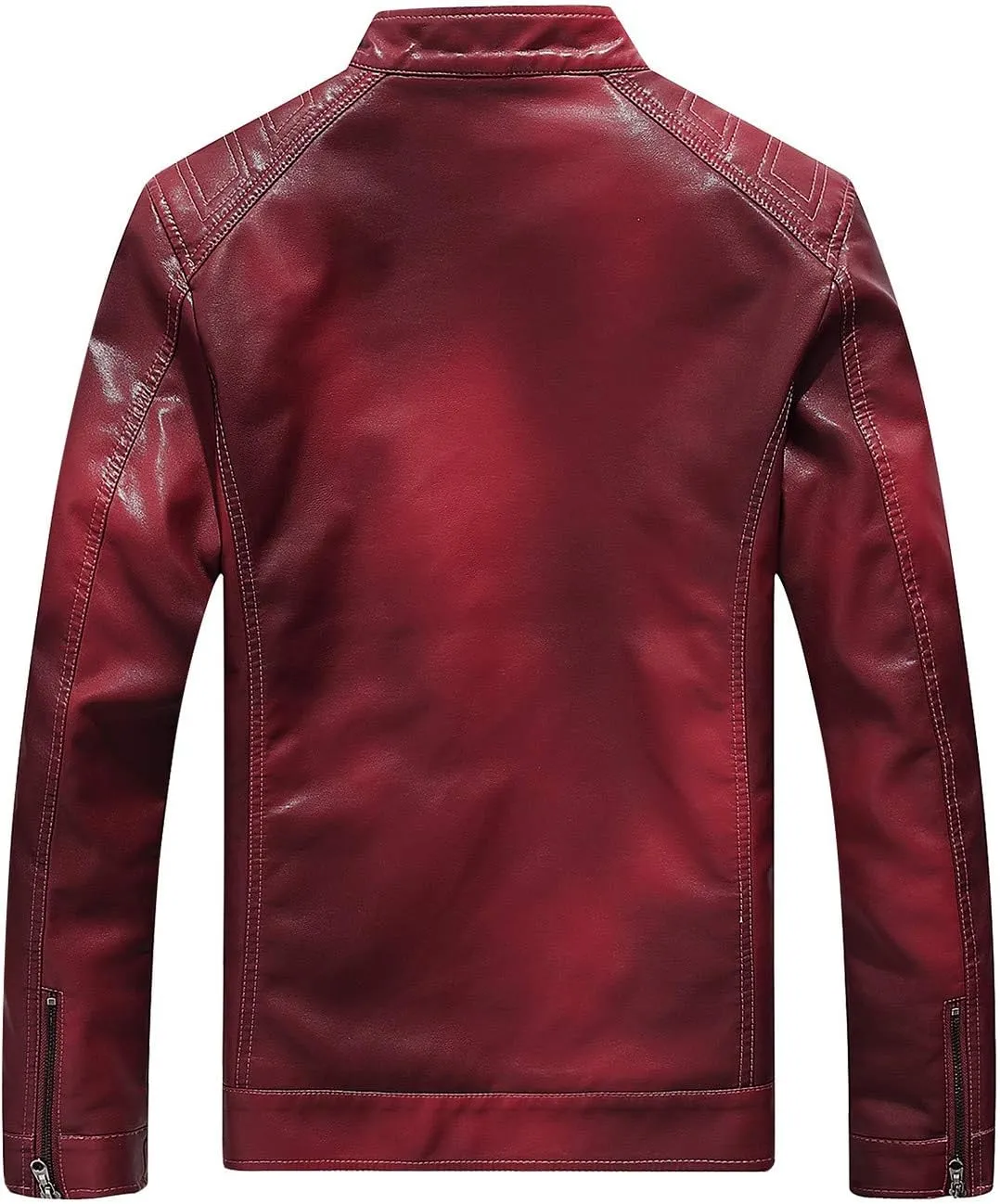 Red Leather Jacket Men Casual Camo
