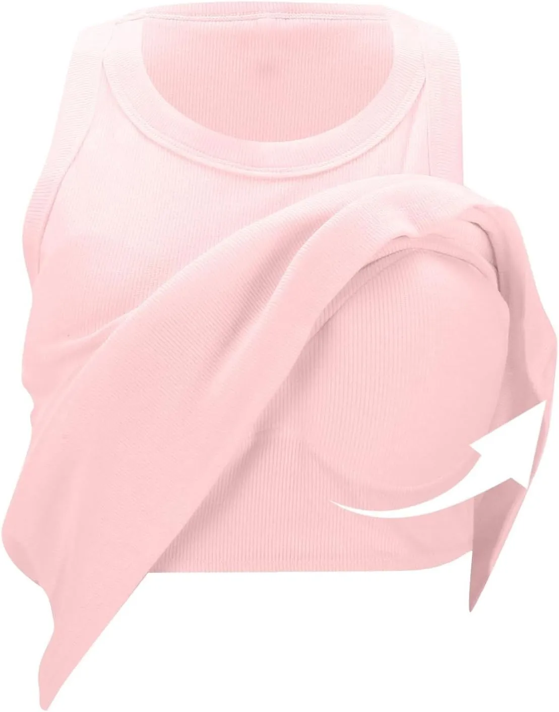 Ribbed Knit Tank Tops with Built in Bra for Women Casual Crew Neck Sleeveless Shirts Basic Workout Camisole Tees 2025