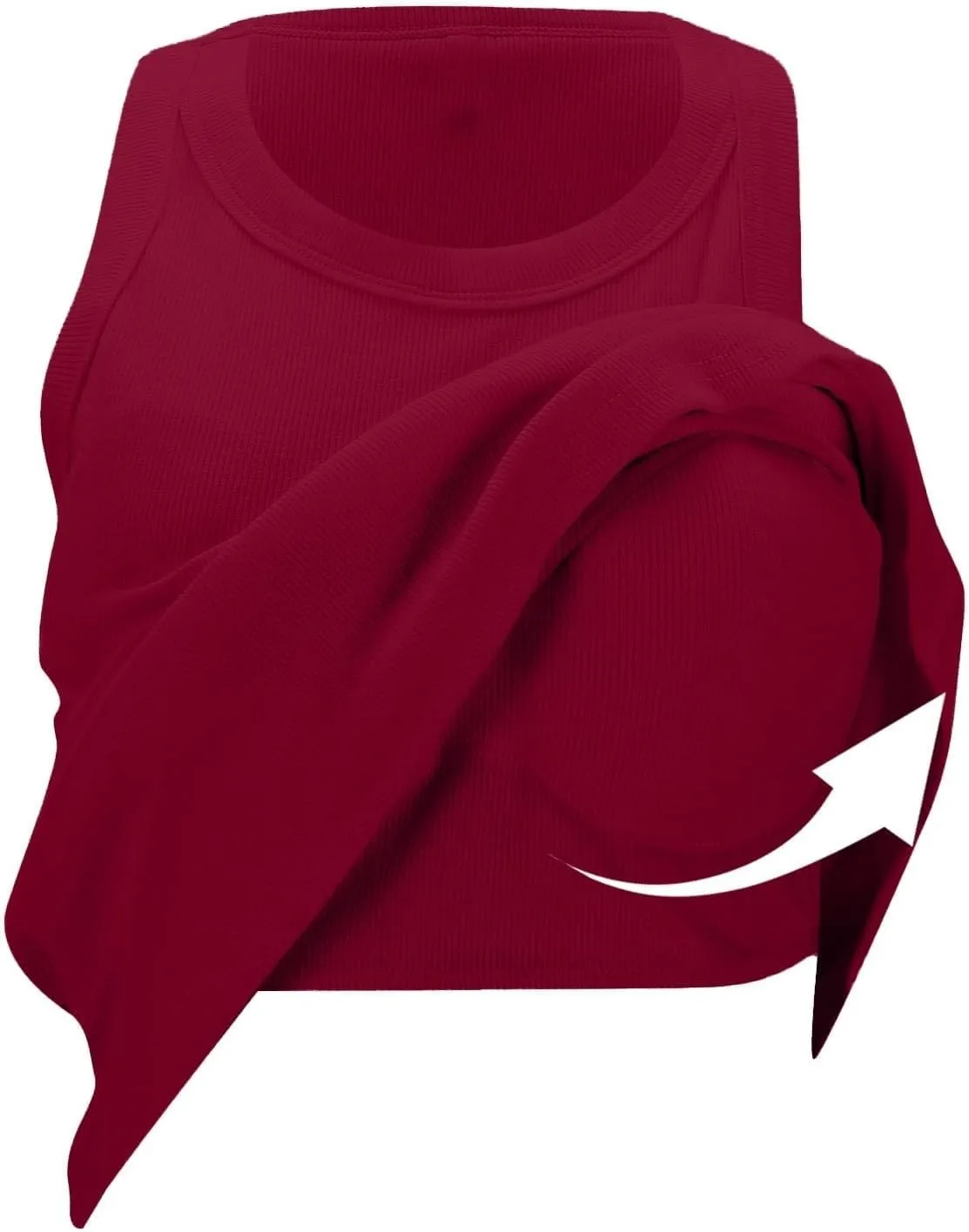 Ribbed Knit Tank Tops with Built in Bra for Women Casual Crew Neck Sleeveless Shirts Basic Workout Camisole Tees 2025