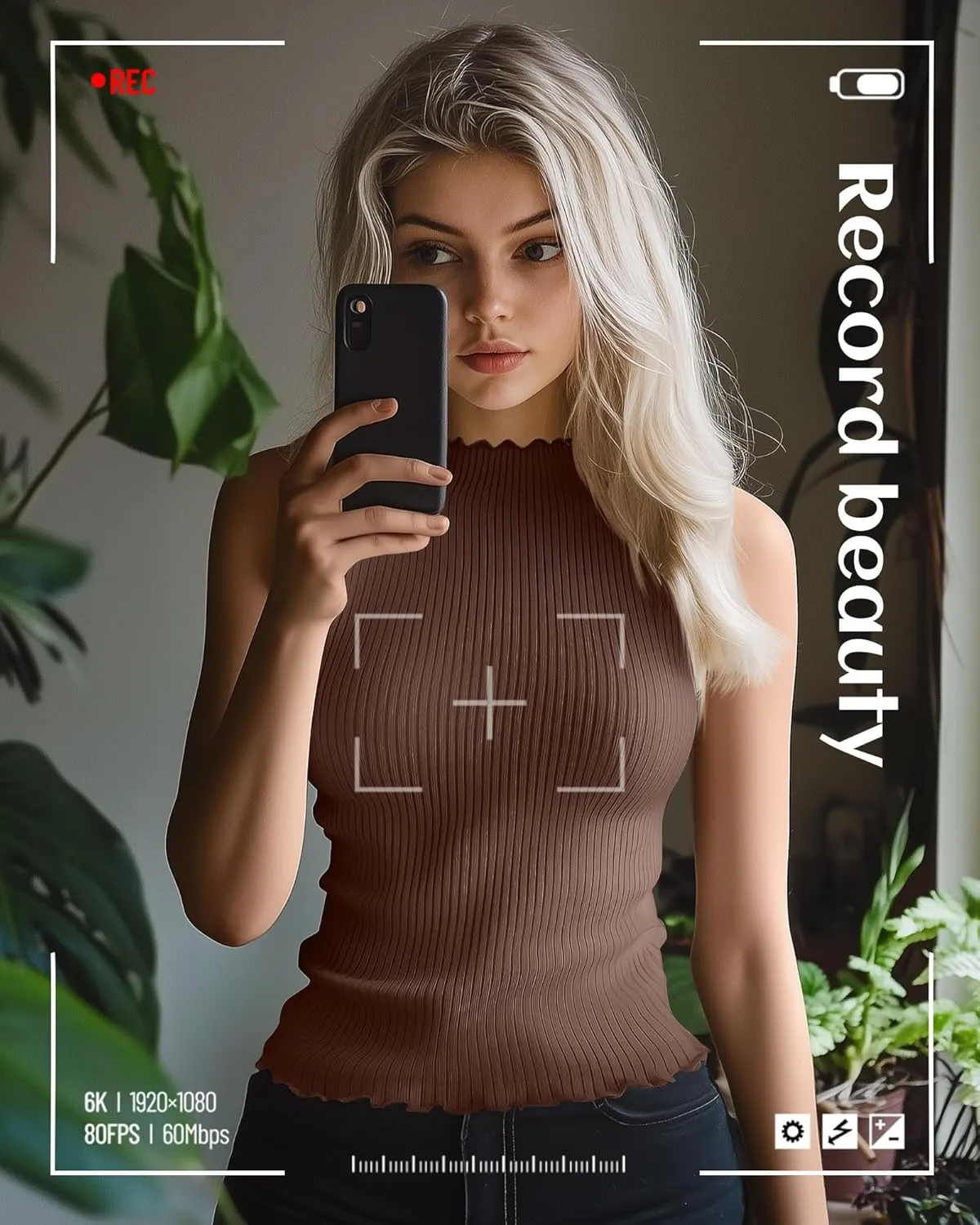 Riyiper 3 Pack Women's Sleeveless Mock Turtlenecks Shirts Lettuce Trim Ribbed Knit Slim Summer Casual Tank Tops Basic Tees