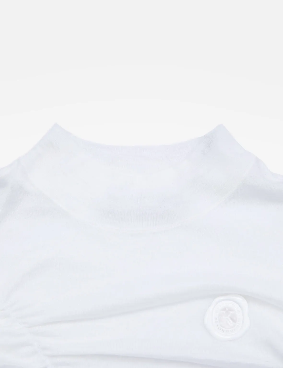Ruched Front High Neck Knit Top