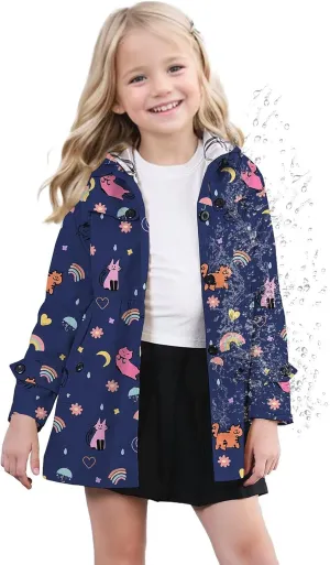 SANGTREE Girl's Waterproof Trench Coat Hooded Lightweight Rain Jackets