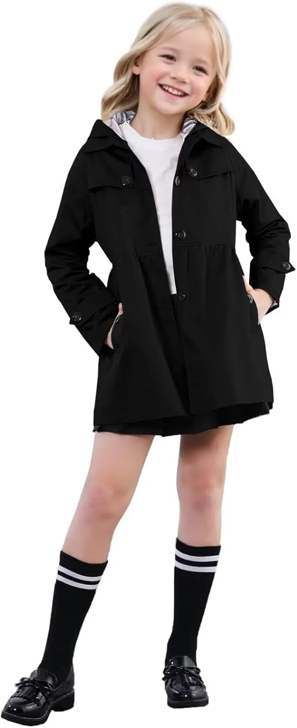 SANGTREE Girl's Waterproof Trench Coat Hooded Lightweight Rain Jackets