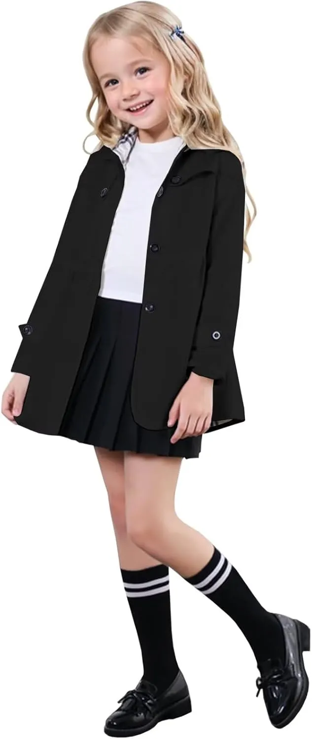 SANGTREE Girl's Waterproof Trench Coat Hooded Lightweight Rain Jackets