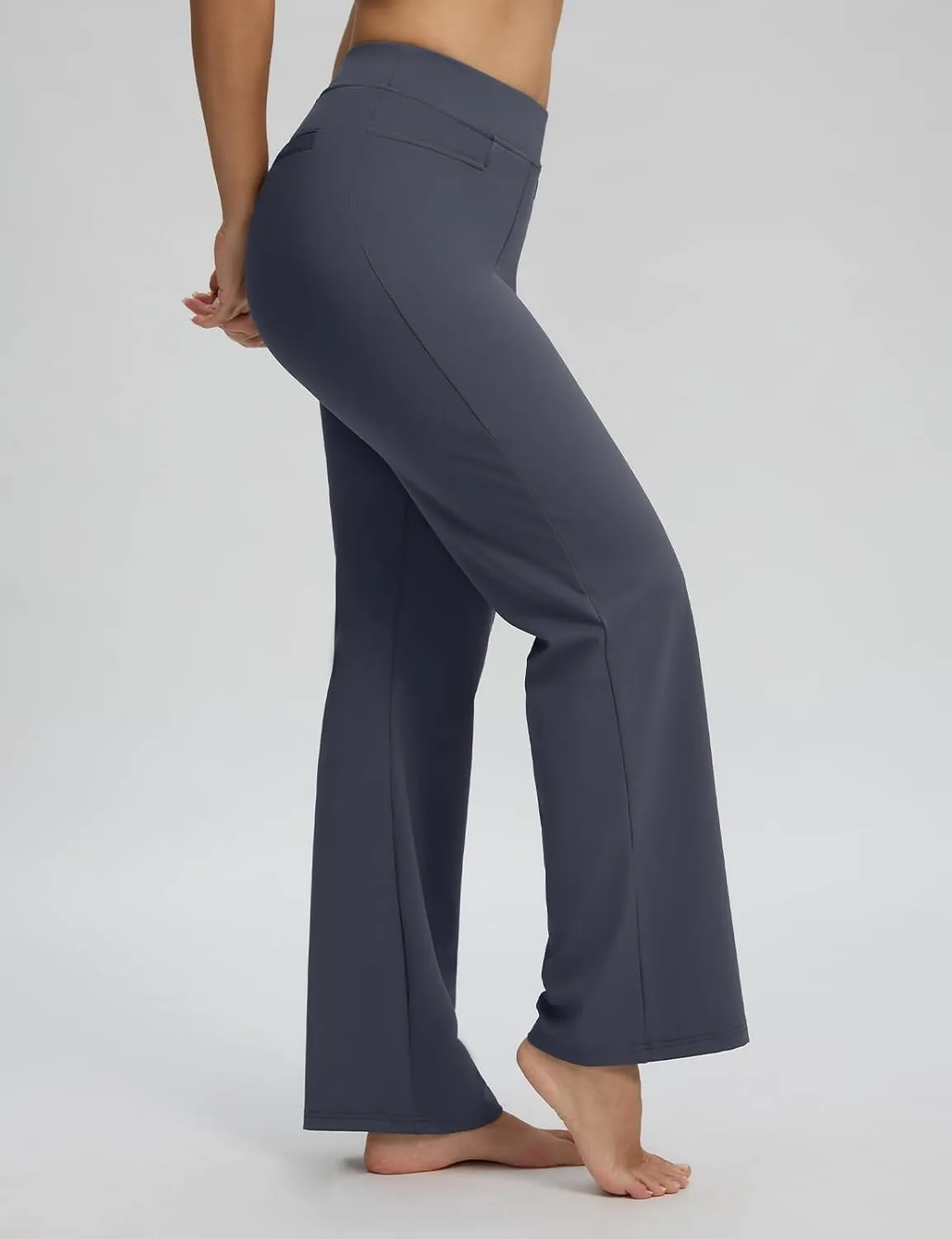 Seamaid Womens 30" Wide Leg Yoga Pants with Pockets High Waisted Stretch Casual Dress Pants
