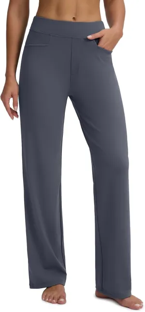 Seamaid Womens 30" Wide Leg Yoga Pants with Pockets High Waisted Stretch Casual Dress Pants