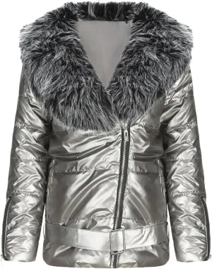 Short Jackets Outwear Keep Warm Down Cotton Padded Parkas Women Glossy Big Furs Collar Cotton-padded Clothes Coat