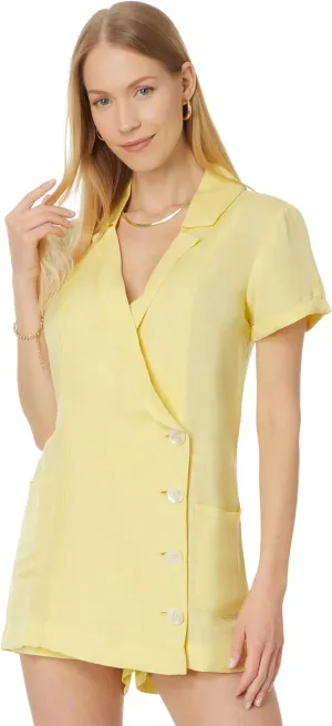Show Me Your Mumu Women's Bicoastal Blazer Romper, Butter Yellow