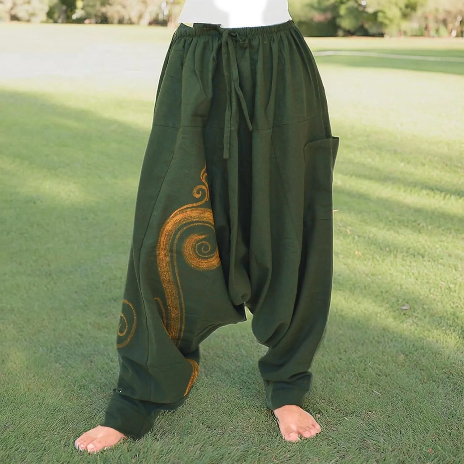 Siamrose, Yoga Harem Lounge Baggy Pants Women Men, Aladdin Boho Trousers, One Size