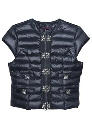 Signature Embellished Cap Sleeve Vest Black or Pewter