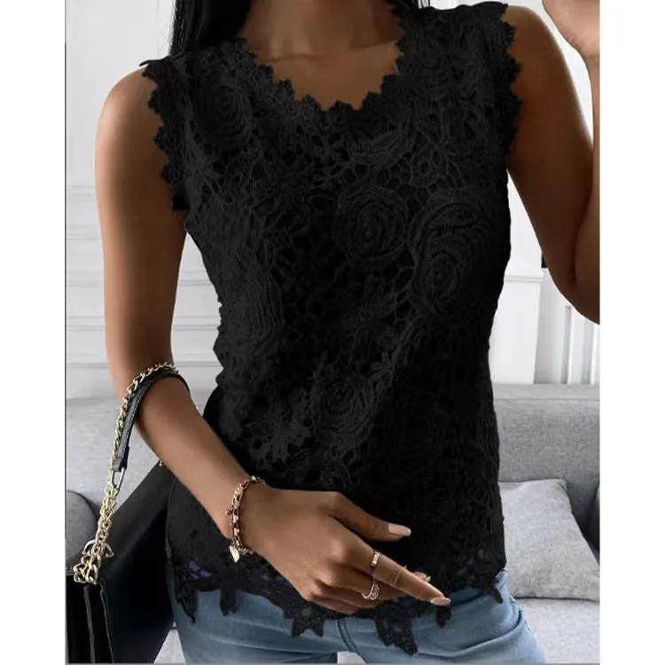 Slim Fit Women's Summer Top Vest Lace Shirt