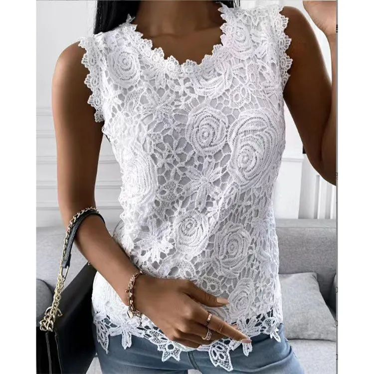 Slim Fit Women's Summer Top Vest Lace Shirt