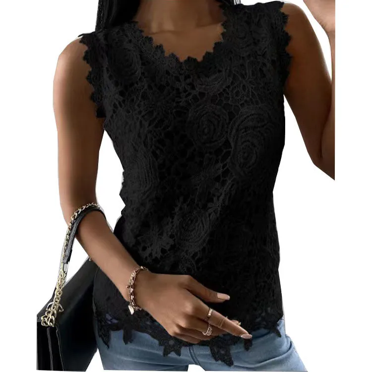 Slim Fit Women's Summer Top Vest Lace Shirt