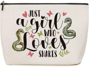 Snake Makeup Bag Animal Lover Gift Snakes Lover Gift for Women Girls Birthday Christmas Gift for Daughter Sister Besties Friends Coworker Just A Girl Who Loves Snakes