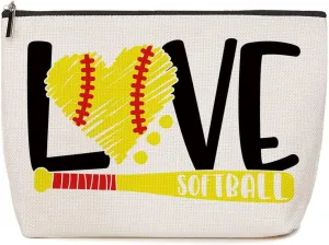 Softball Gifts Makeup Bag Softball Party Favors Inspirational Gifts for Women Softball Coach Sport Team Lovers Mom Fans Players Cosmetic Bag Zipper Pouch Game Day Christmas Birthday Gift Ideas