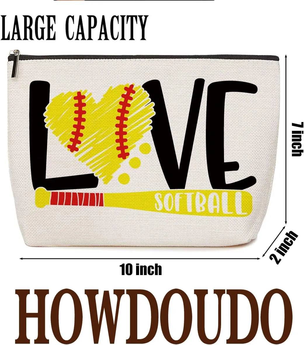 Softball Gifts Makeup Bag Softball Party Favors Inspirational Gifts for Women Softball Coach Sport Team Lovers Mom Fans Players Cosmetic Bag Zipper Pouch Game Day Christmas Birthday Gift Ideas