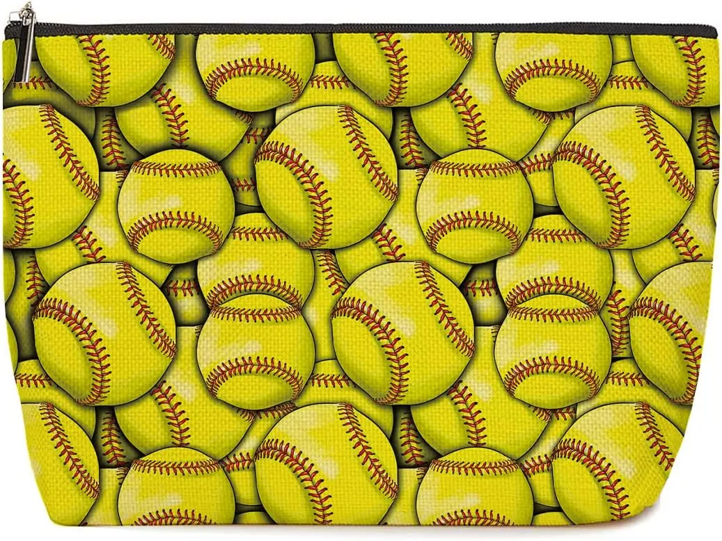 Softball Gifts Makeup Bag Softball Party Favors Softball Coach Gifts for Women Softball Sport Team Lovers Mom Her Teen Bestie Cosmetic Bag Zipper Pouch Game Day Christmas Birthday Gift Ideas