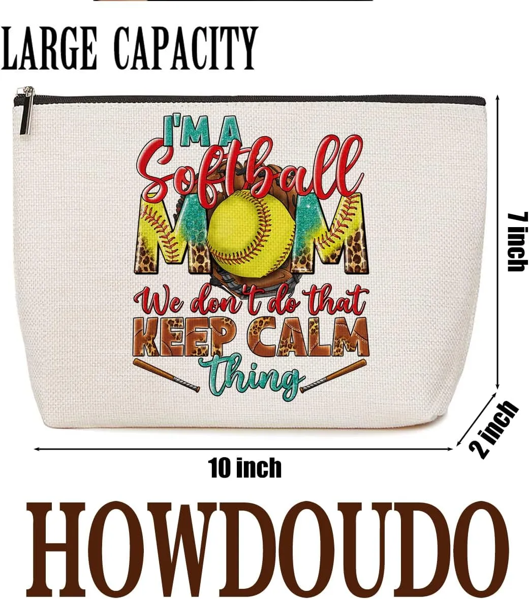 Softball Gifts Mom Gifts Makeup Bag Softball Party Favors Softball Coach Gifts for Women Softball Sport Team Mom Mum Mama Momma Cosmetic Bag Zipper Pouch Game Day Christmas Birthday Gift Ideas