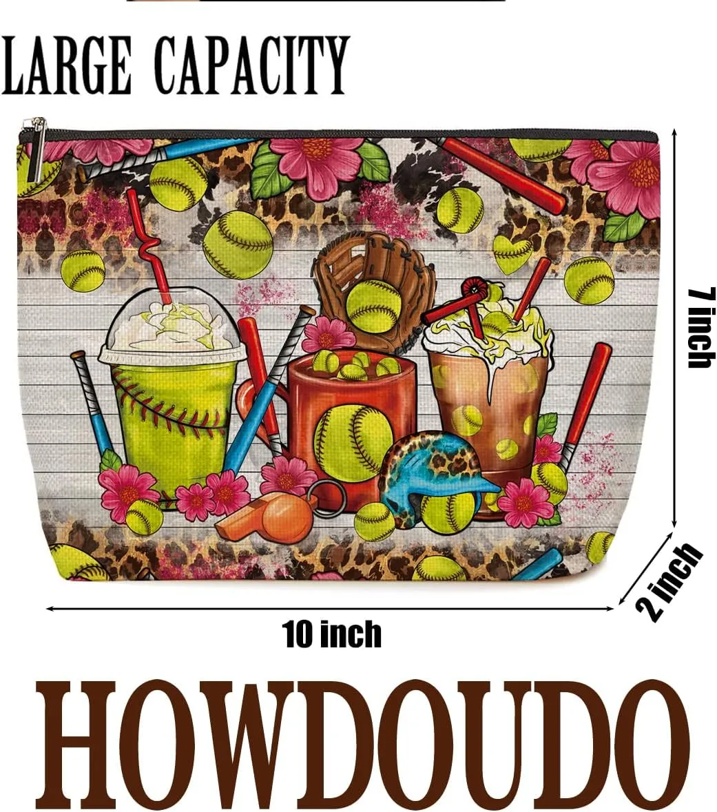 Softball Gifts Softball Coffee Makeup Bag Softball Party Favors Softball Coach Gifts for Women Softball Sport Team Lovers Mom Her Teen Cosmetic Bag Zipper Pouch Game Day Christmas Birthday Gift Ideas