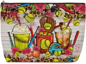 Softball Gifts Softball Coffee Makeup Bag Softball Party Favors Softball Coach Gifts for Women Softball Sport Team Lovers Mom Her Teen Cosmetic Bag Zipper Pouch Game Day Christmas Birthday Gift Ideas