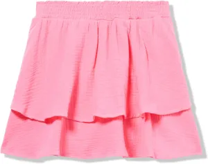 Speechless Girls' Cotton Smocked Waist Tiered Short Skirt