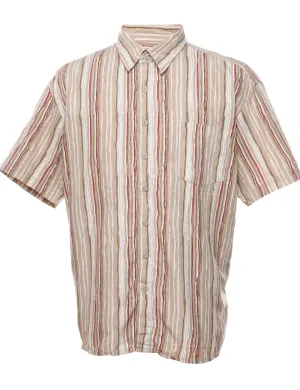 Striped Light Brown & Maroon Shirt - XL