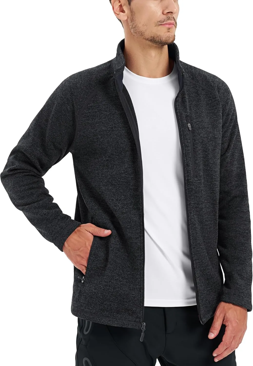 TACVASEN Men's Fleece Jackets Coats Lightweight Hiking Sweatshirts Full Zip Up Warm for Winter and Fall