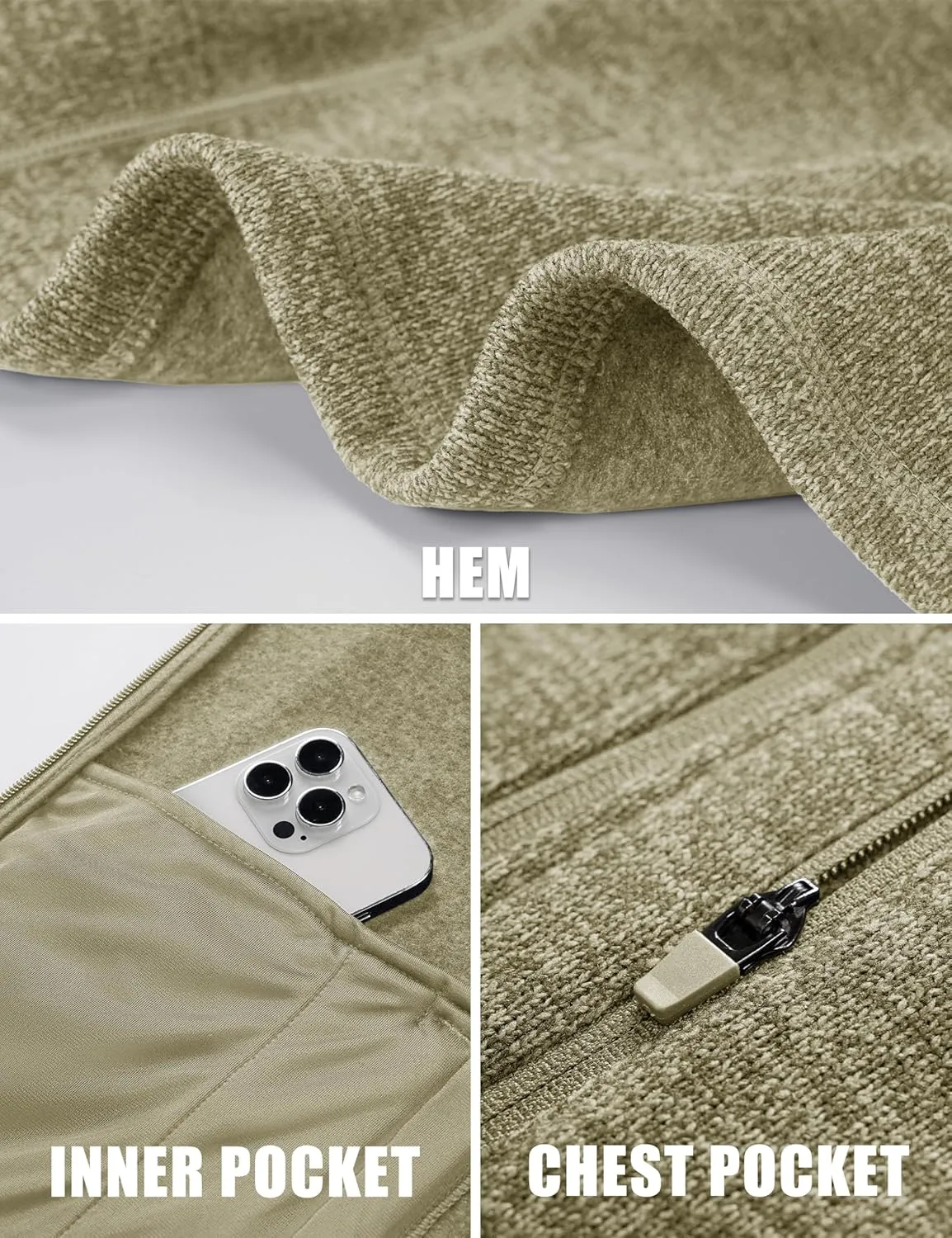 TACVASEN Men's Fleece Jackets Coats Lightweight Hiking Sweatshirts Full Zip Up Warm for Winter and Fall