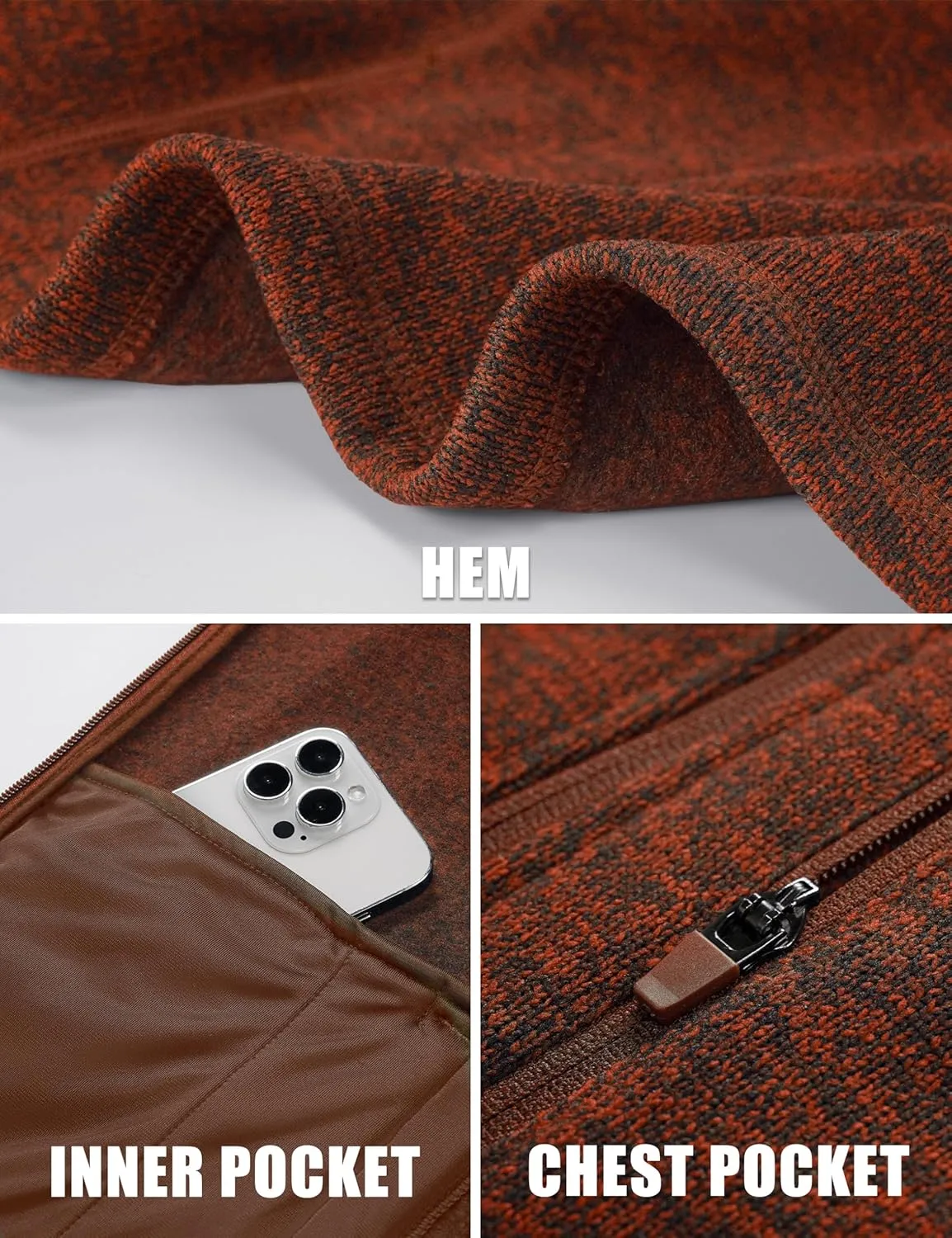 TACVASEN Men's Fleece Jackets Coats Lightweight Hiking Sweatshirts Full Zip Up Warm for Winter and Fall