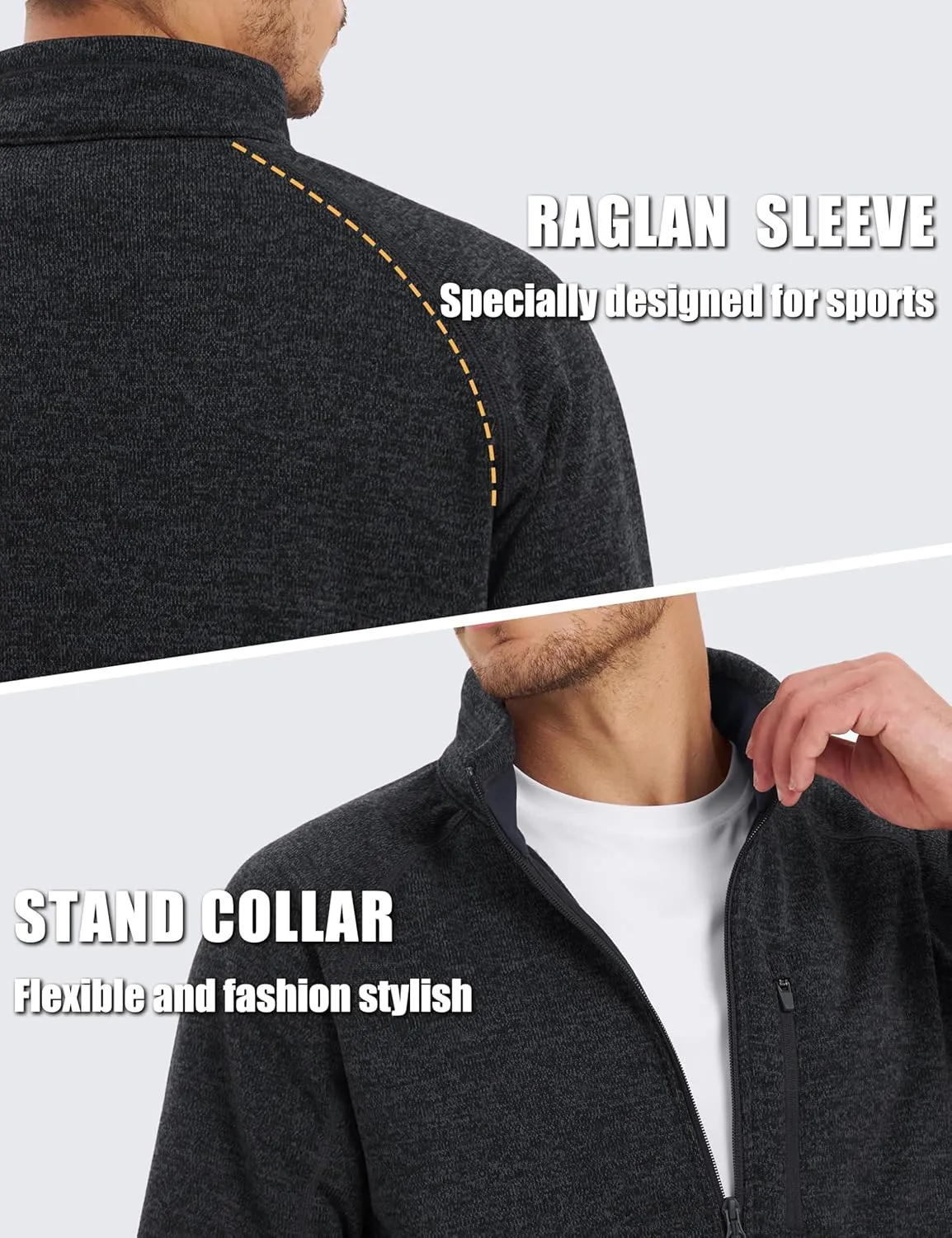 TACVASEN Men's Fleece Jackets Coats Lightweight Hiking Sweatshirts Full Zip Up Warm for Winter and Fall