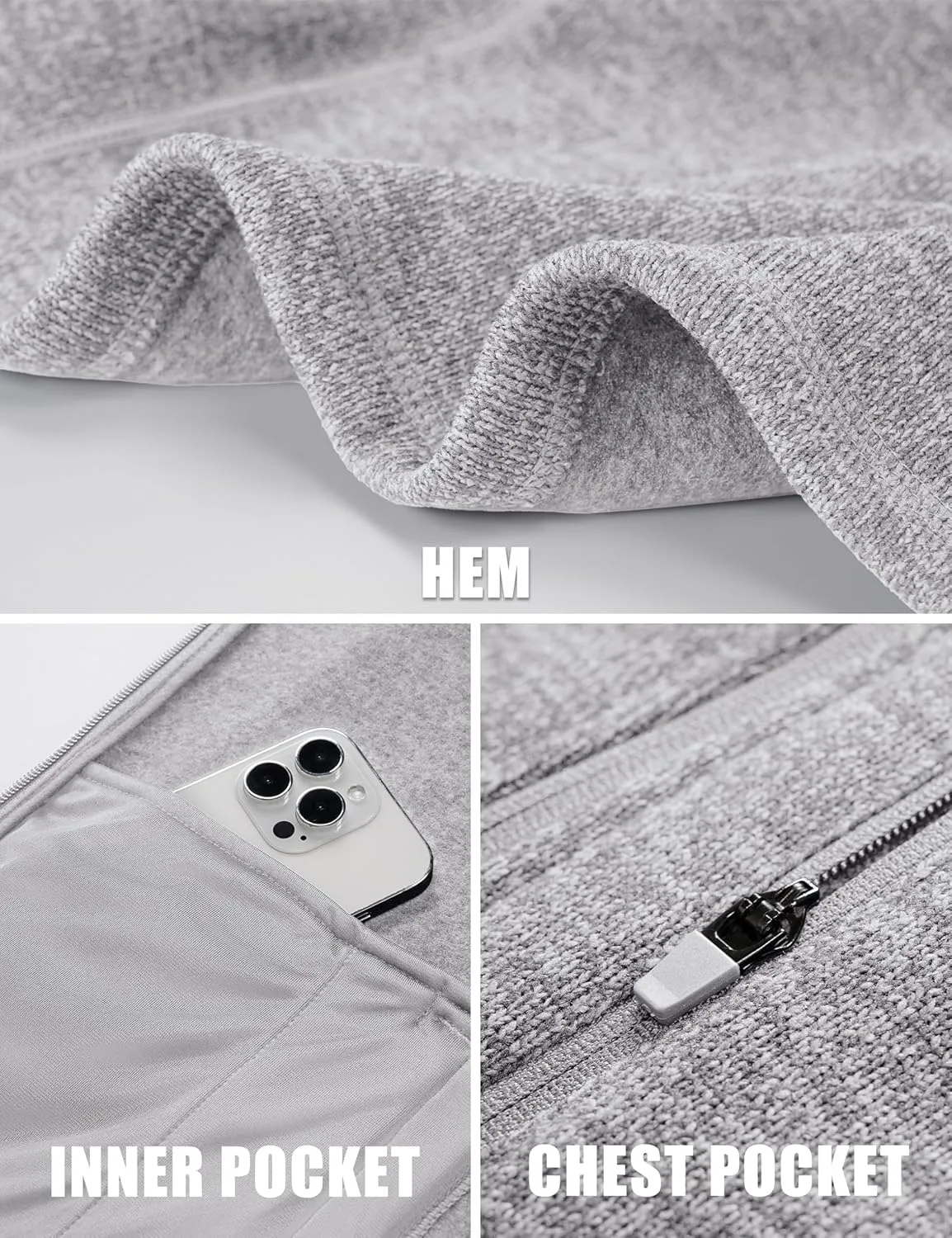 TACVASEN Men's Fleece Jackets Coats Lightweight Hiking Sweatshirts Full Zip Up Warm for Winter and Fall
