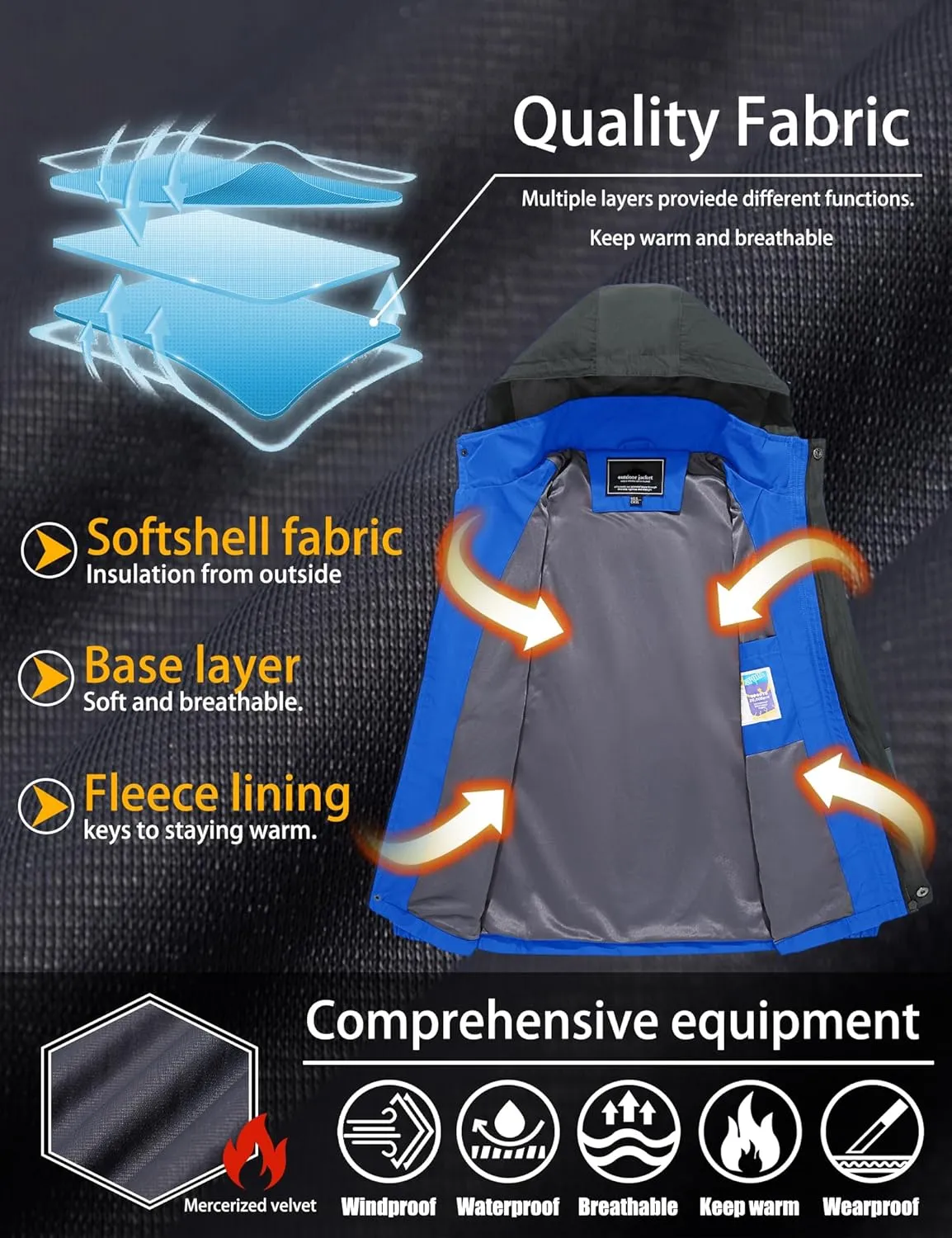 TACVASEN Mens Rain Coats Casual Waterproof with Hood Jackets Lightweight Zipper Pocket for Running Hiking Climbing