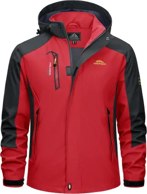 TACVASEN Mens Rain Coats Casual Waterproof with Hood Jackets Lightweight Zipper Pocket for Running Hiking Climbing