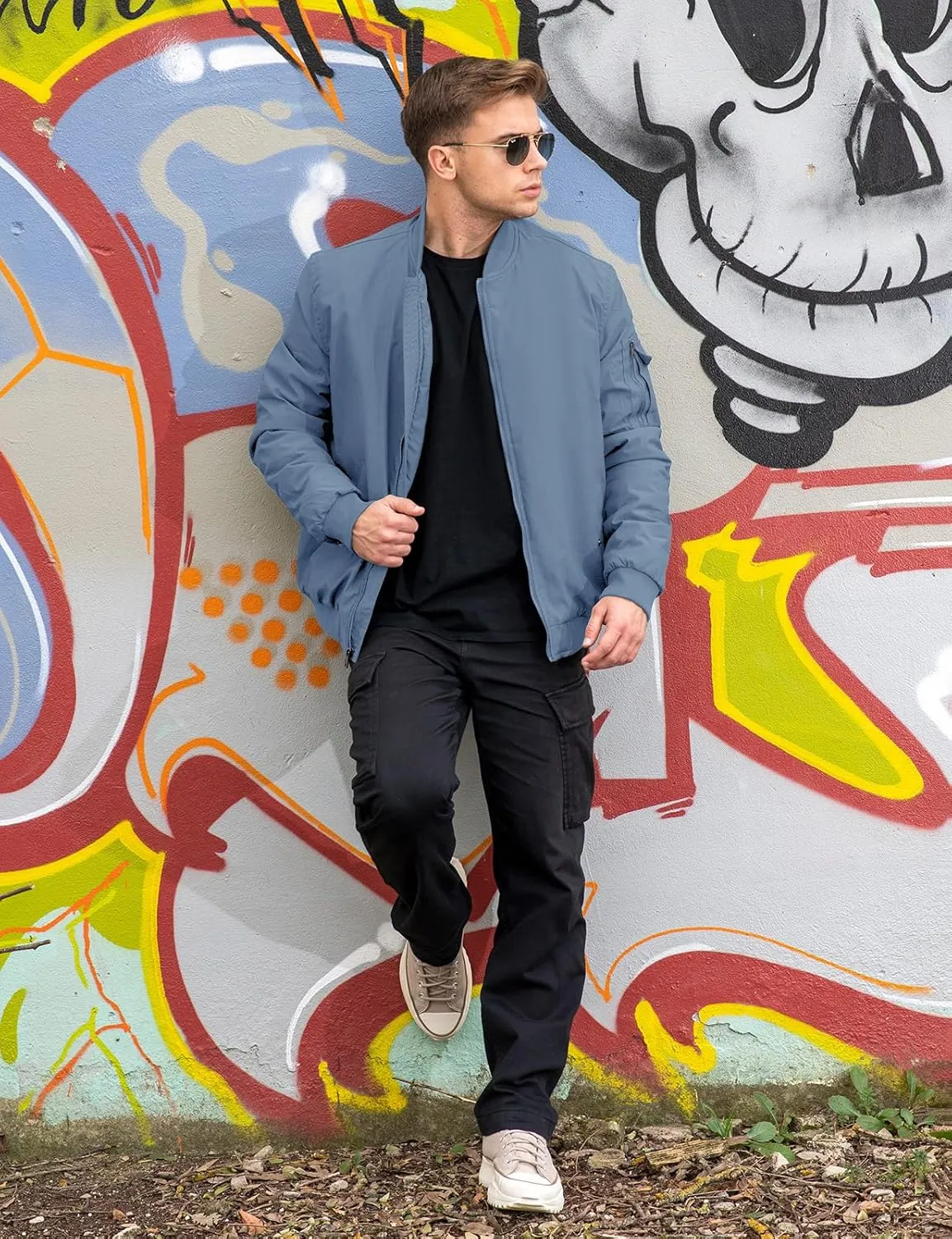 TBMPOY Men's Bomber Jacket Lightweight Winter Windbreaker Zip Up Padded Softshell Windproof Water-Resistant Casual Fall Coat