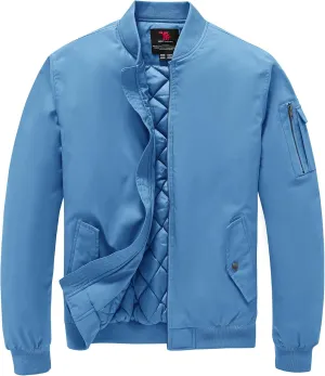 TBMPOY Men's Bomber Jacket Lightweight Winter Windbreaker Zip Up Padded Softshell Windproof Water-Resistant Casual Fall Coat