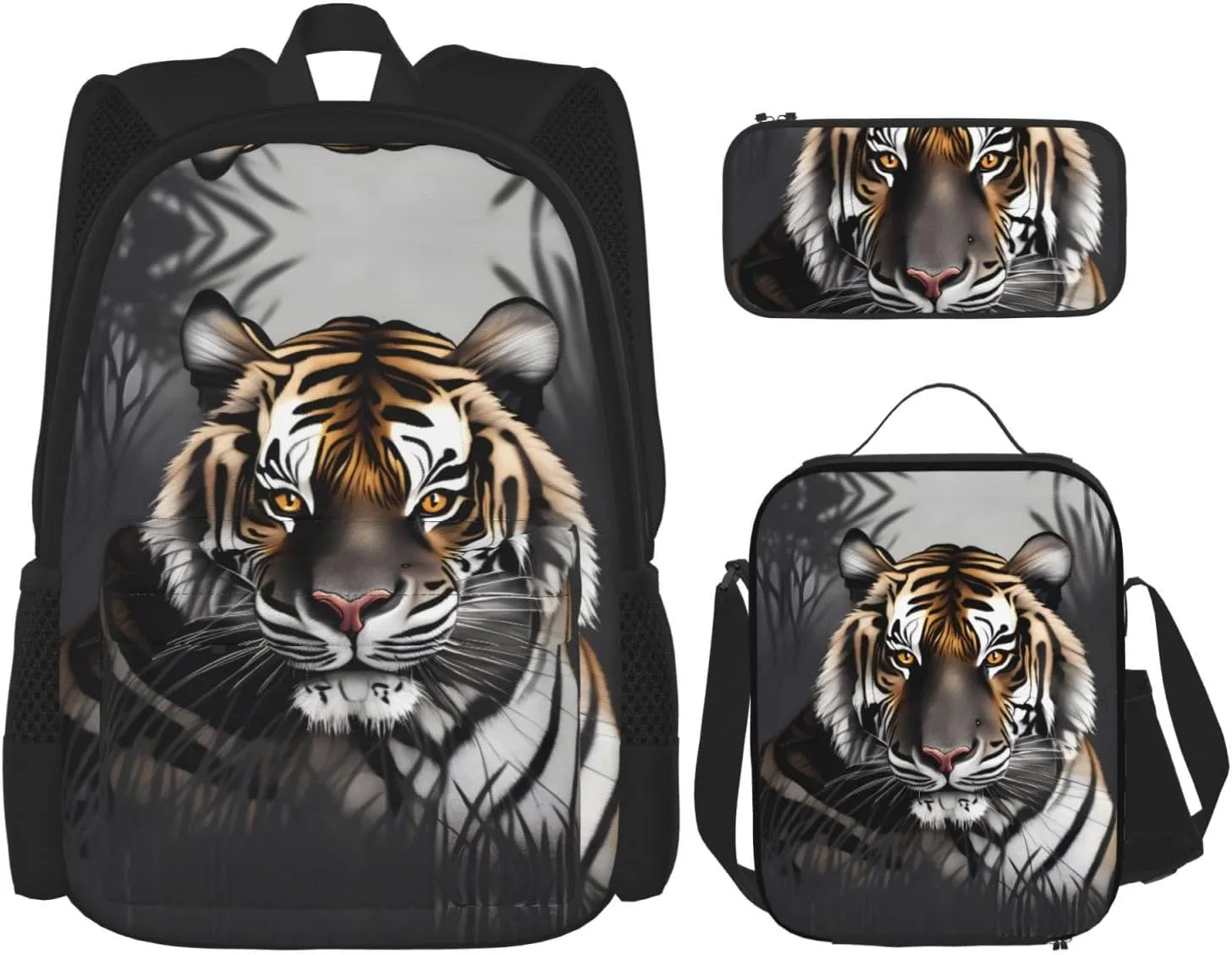 Tiger at rest Large capacity durable school bag   pencil case   lunch bag, accompany your children to study happily every day