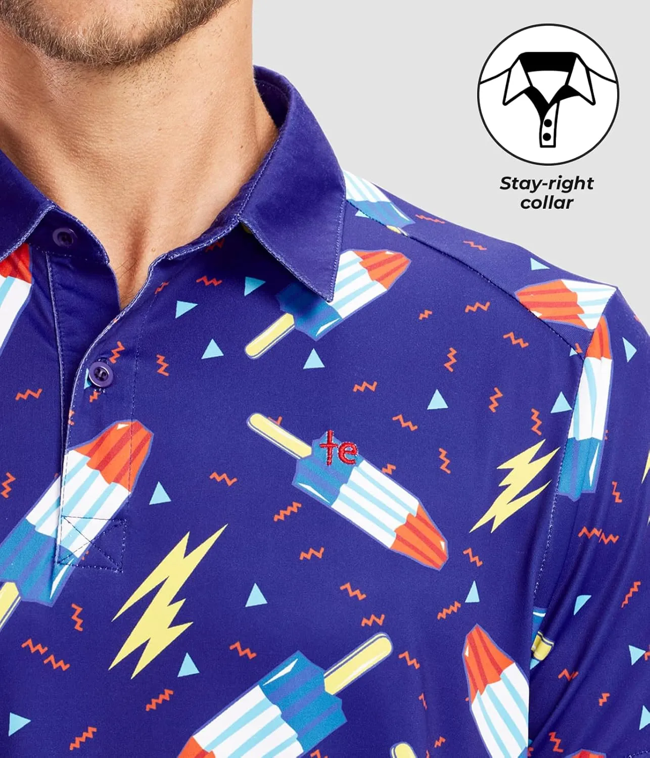 Tipsy Elves Golf Shirts for Men - Performance Athletic Fit Men's Golf Polo Shirts for Men w/Moisture Wicking Stretch Fabric