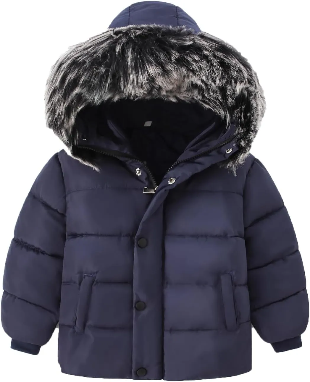 Toddler Coat with Thicken Fur Collar & Hoodie - Warm Winter Puffer Jacket