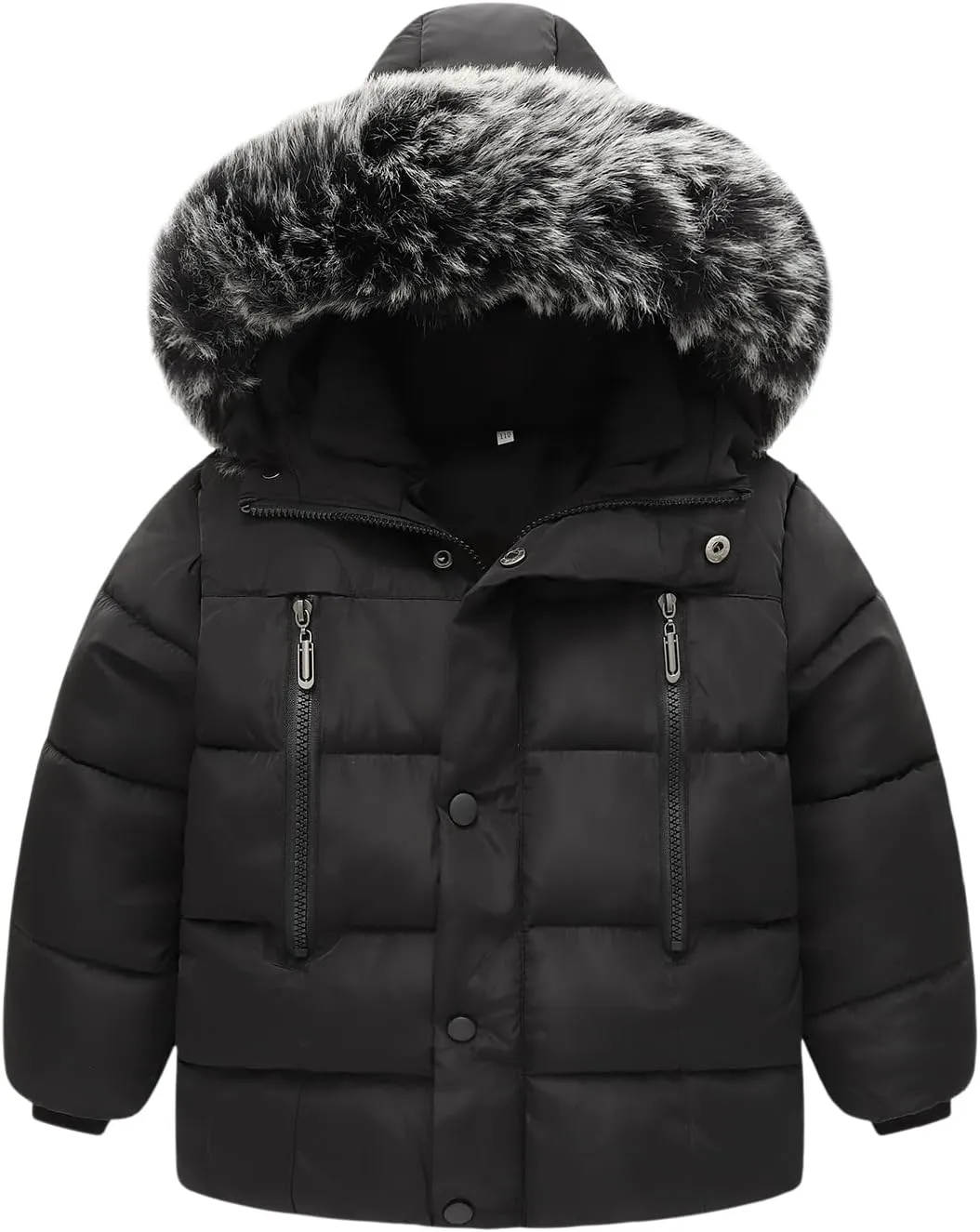 Toddler Coat with Thicken Fur Collar & Hoodie - Warm Winter Puffer Jacket