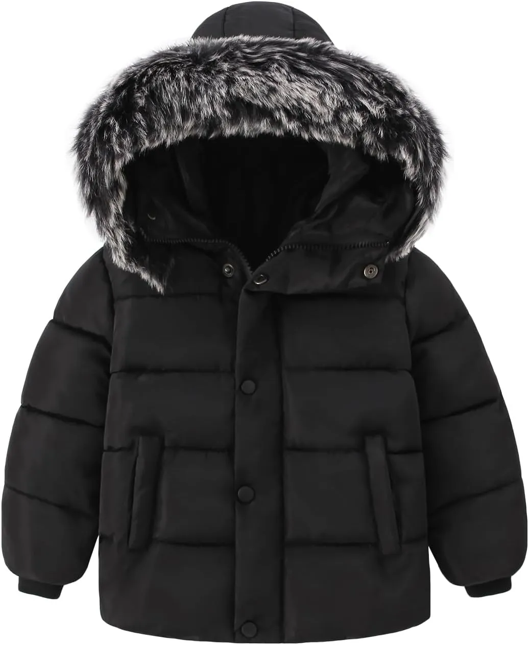 Toddler Coat with Thicken Fur Collar & Hoodie - Warm Winter Puffer Jacket