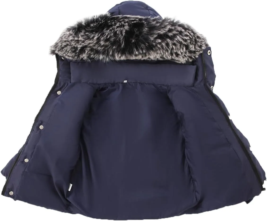 Toddler Coat with Thicken Fur Collar & Hoodie - Warm Winter Puffer Jacket