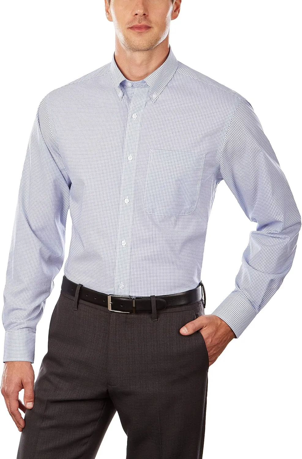 Tommy Hilfiger Men's Regular Fit Non Iron Gingham Dress Shirt - Amazon Exclusive