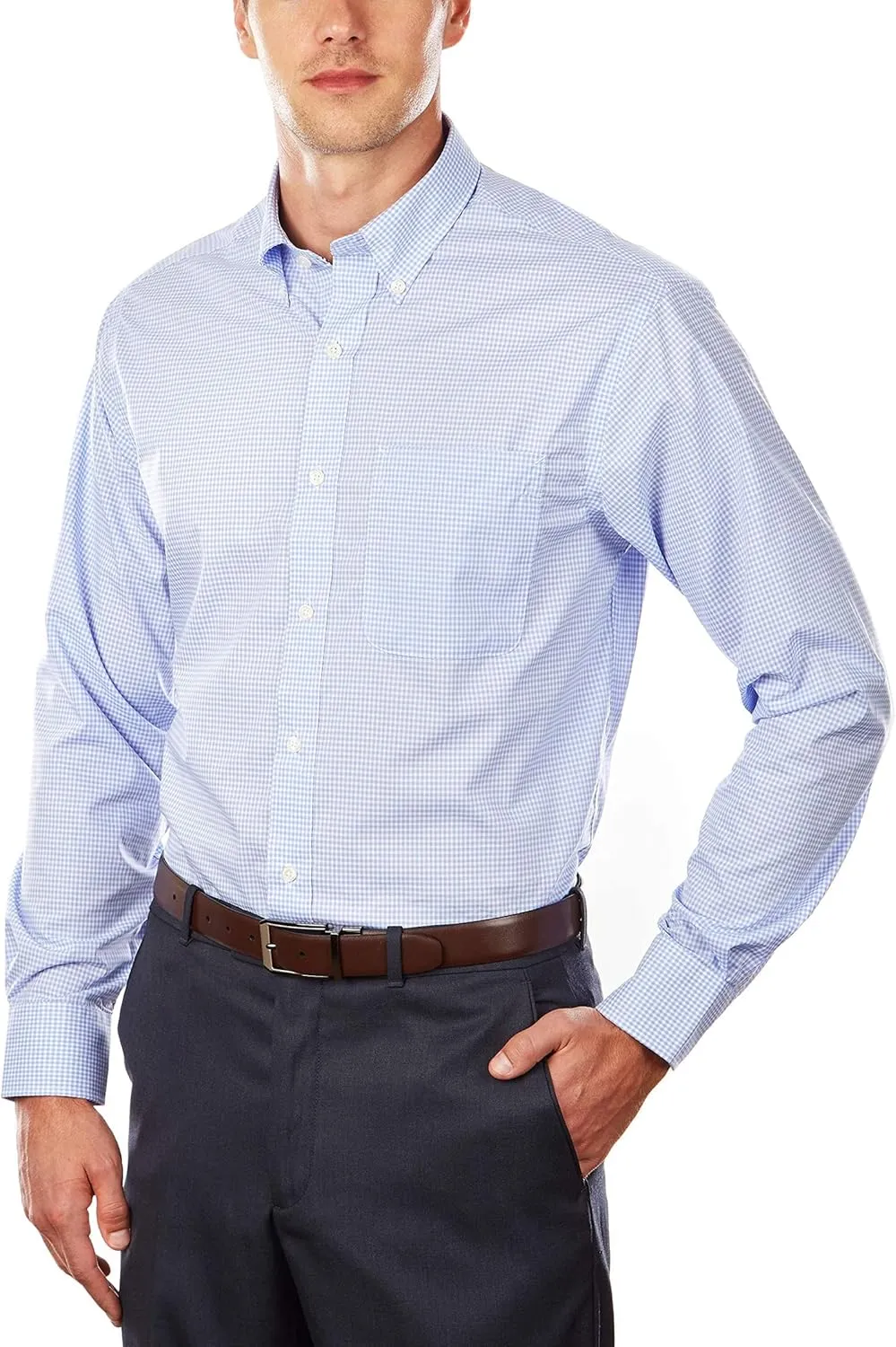 Tommy Hilfiger Men's Regular Fit Non Iron Gingham Dress Shirt - Amazon Exclusive