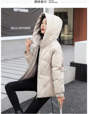 Tooe Women's Winter Down Jacket Long Sleeve Lightweight Zipper Pockets Baggy Puffer Short Coats