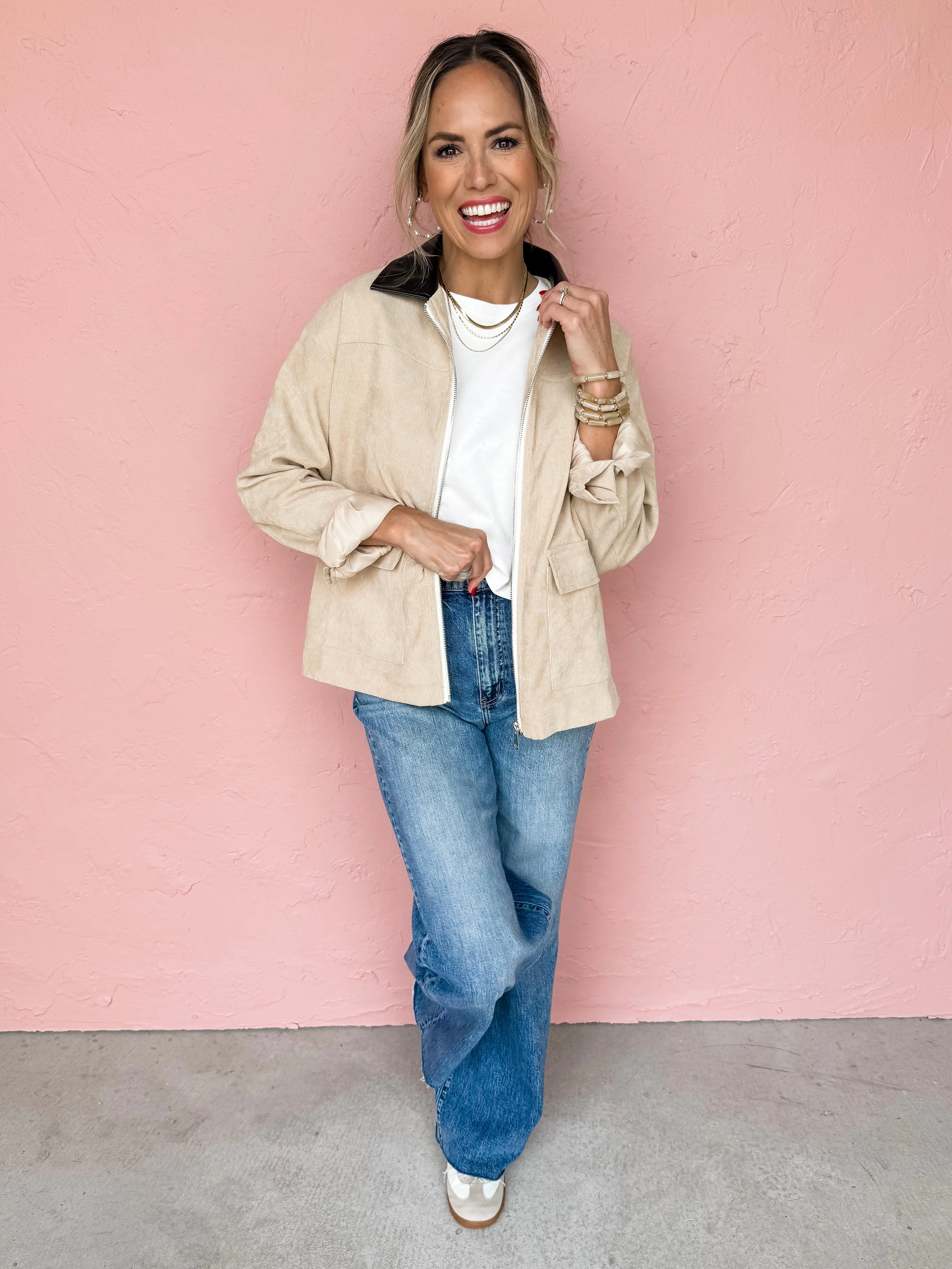 Vibe All Day Contrast Collar Corduroy Jacket